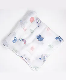 Cocoon Care Multi Bamboo Muslin Swaddle Learn Abc - White