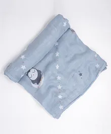 Cocoon Multi Bamboo Muslin Swaddle Wise owl - Blue