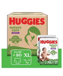 Huggies Nature Care Pants with Organic Cotton Monthly Pack Extra Large Size Diaper Pants - 80 Count