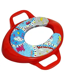 Clever Fox Cushioned Toilet Seat with Handle - Red