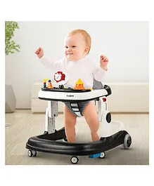 BAYBEE Astro 2 in 1 Round Activity Walker With 3 Adjustable Height And Musical Toy Bar - Black