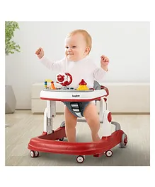 BAYBEE Astro 2 in 1 Round Activity Walker With 3 Adjustable Height And Musical Toy Bar - Red