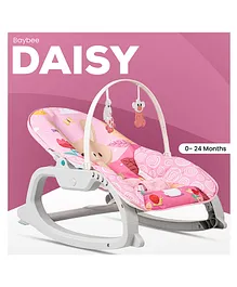 BAYBEE Daisy Rocker cum Bouncer Chair with Soothing Vibrations & Safety Belt - Pink