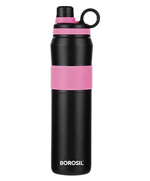 Borosil Hydra Thirst Burst Arctic Double Walled Vacuum Insulate Bottle Black Pink - 800 ml