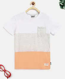 Li'L Tomatoes Half Sleeves Colourblocked T Shirt - Peach