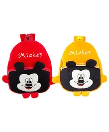 SS Impex Mickey Plush School Bag Pack of 2 Red Yellow - 14.5 Inches Each