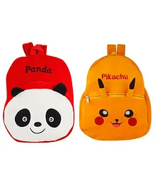 Present Play School Bags for Kids Kindergarten and Nursery Babies School Bag Yellow Red Pack of 2 -Height 14.5 Inches