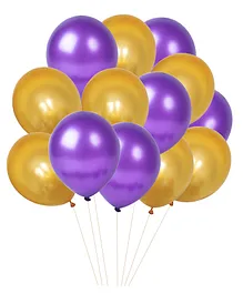 AMFIN Metallic Balloons with Ribbons set Purple & Golden - Pack of 208