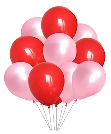 AMFIN Metallic Balloons with Ribbons set Red & Light Pink - Pack of 208