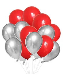 AMFIN Metallic Balloons with Ribbons set Red & Silver - Pack of 208