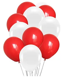 AMFIN Metallic Balloons with Ribbons set Red & White - Pack of 208