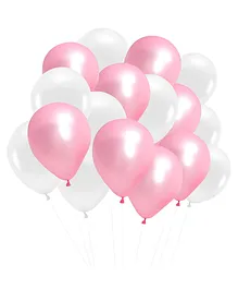 AMFIN Metallic Balloons with Ribbons set White & Light Pink - Pack of 208