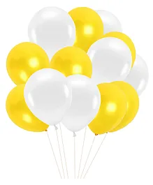 AMFIN Metallic Balloons with Ribbons set Yellow & White - Pack of 208