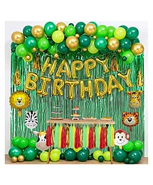 AMFIN Jungle Theme Birthday Decoration / Animal Foil Balloon / Animal Decoration Kids / Jungle Theme Props / Photoshoot Animal Theme Foil - Pack of 126