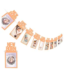 Johra New Born First Year Birthday Photo Banner - Orange