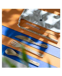 Organic B Bamboo Cutlery Set Pack of 3 - Beige