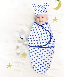 Baby Wish Baby Swaddle Wrap for Newborn Polka Wrapper Cap Set