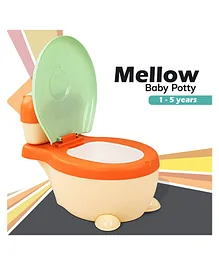 BAYBEE Mellow Western Potty Training Toilet Chair With Closing Lid & Removable Tray - Dark blue