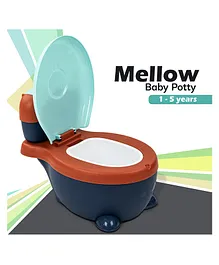 BAYBEE Mellow Western Potty Training Toilet Chair With Closing Lid & Removable Tray - Dark blue