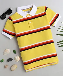 DALSI Half Sleeves Striped Polo Tee - Yellow