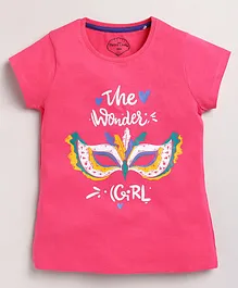 ParrotCrow Short Sleeves Wonder Girl Print Tee - Pink