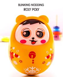 Eye Blinking Push and Shake Orange Roly Poly| Wobbling Bell Sounds For 8 Months+| Child Safe Material| Gifting Toy| BIS Certified