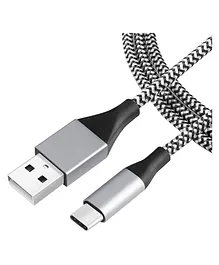 Xeanco Type C 1 m USB Type C Cable Compatible with Smartphone and Type C Compatible Devices - Silver Black 