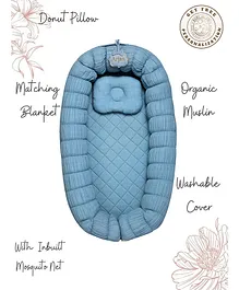 Baby Jalebi The Sleep Cloud Personalised Nest With Inbuilt Mosquito Net and  Spongy Side - Bubba Blue