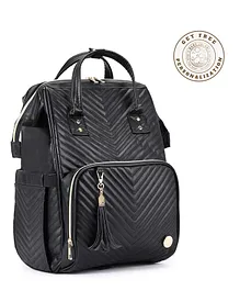 Baby Jalebi On the Go The Day Tripper Personalised Travel Luxe Diaper Bag - Black