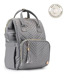 Baby Jalebi On the Go The Day Tripper Personalised Travel Luxe Diaper Bag - Grey