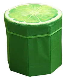 Kids Mandi Creative 3D Fruit Design Multipurpose Foldable Velvet Storage Seat Box Cum Stool - Perfect Ottoman 12 Inch