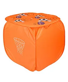 Kids Mandi Polyester Printed Foldable Square Laundry Basket - Orange