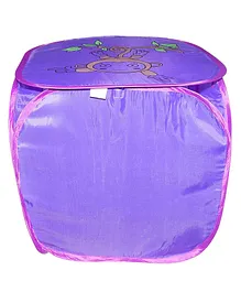 Kids Mandi Polyester Printed Foldable Square Laundry Basket - Purple