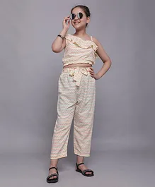 Bolly Lounge Sleeveless Printed Top With Pants - Cream