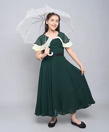 Bolly Lounge Half Sleeves Solid Dress - Green