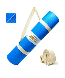 BoldFit Yoga Mat Eva Mat For Gym With Cover Strap Mattress Blue - 4mm