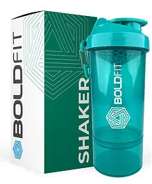 BoldFit Smart Shaker Bottles For Protein Gym Sipper Bottles With Storage Compartment - 600 ml Green