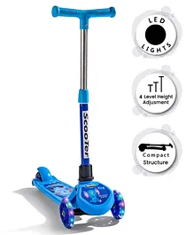 Foot to Floor Kids Scooter with 4 Level Height Adjustment & LED Wheels - Blue