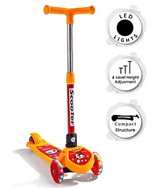 Foot to Floor Kids Scooter with 4 Level Height Adjustment & LED Wheels - Orange