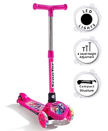 Foot to Floor Kids Scooter with LED Light And 4 Level Height Adjustment - Pink