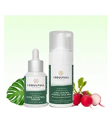Be Soulfull Acne Warrior Combo Foaming Face Wash & Serum - 100 ml, 30 ml