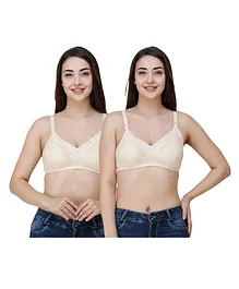 Anoma Pack Of 2 Solid Full Cup Non Wired Non Padded Maternity And Nursing Bra - Beige
