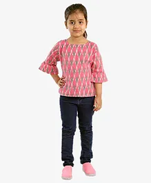 Chipbeys Three Fourth Sleeves Printed Top - Pink