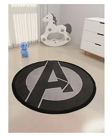 Athom Living Marvel Captain America Shield Round Carpet - Black Grey