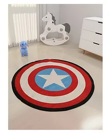 Athom Living Marvel Captain America Shield Round Carpet - Multicolour