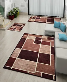 Athom Living Flower Canvas Premium Anti Slip Printed Doormat Runner & Carpet Set - Multicolour