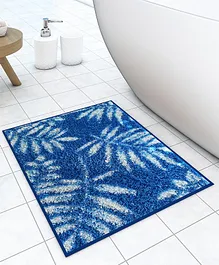 Athom Living Brown Leaf Designer Soft Anti Slip Bath Mat - Blue 