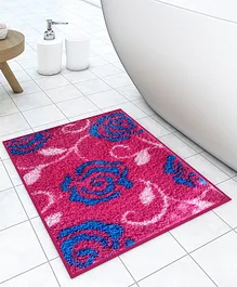 Athom Living Rose Designed Soft Anti Slip Bath Mat - Pink