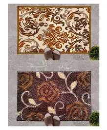 Athom Living Floral & Elegance Designer Soft Anti Slip Bathmat Doormat Set - Multicolor