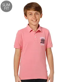 Jack & Jones Junior Half Sleeves T-Shirt Text Print - Pink